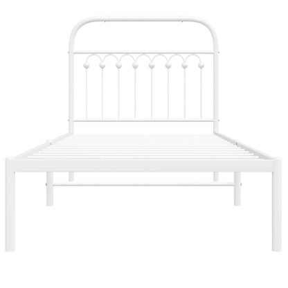 Metal Bed Frame without Mattress with Headboard White 90x200cm