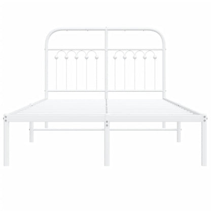 Metal Bed Frame without Mattress with Headboard White 120x200cm