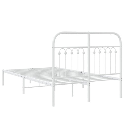 Metal Bed Frame without Mattress with Headboard White 120x200cm