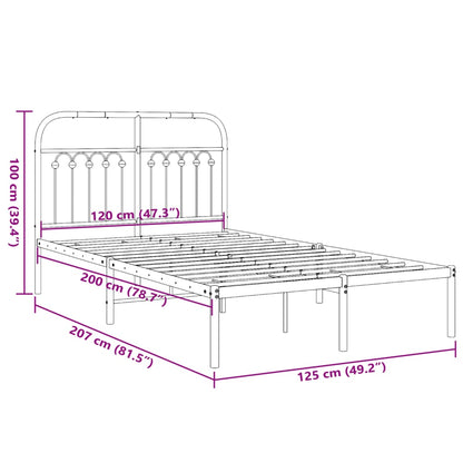 Metal Bed Frame without Mattress with Headboard White 120x200cm