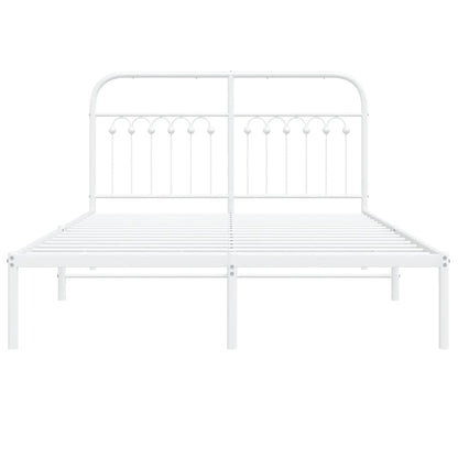 Metal Bed Frame without Mattress with Headboard White 140x190cm