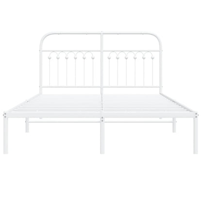 Metal Bed Frame without Mattress with Headboard White 140x200cm