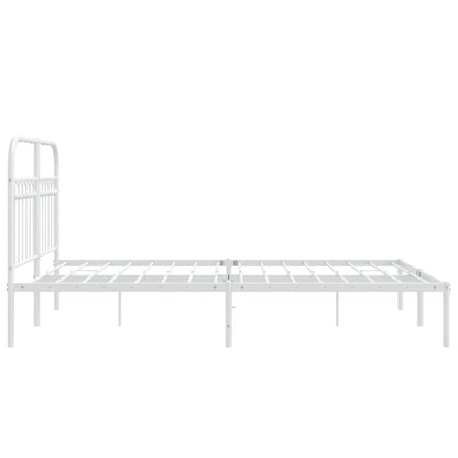 Metal Bed Frame without Mattress with Headboard White 140x200cm