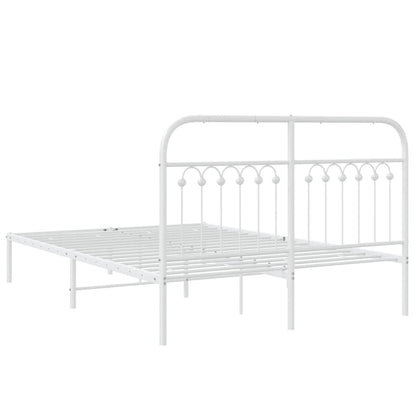 Metal Bed Frame without Mattress with Headboard White 140x200cm
