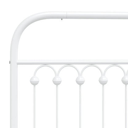 Metal Bed Frame without Mattress with Headboard White 140x200cm
