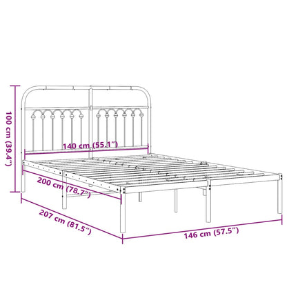 Metal Bed Frame without Mattress with Headboard White 140x200cm