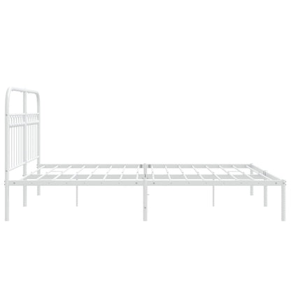 Metal Bed Frame without Mattress with Headboard White 160x200cm
