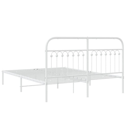Metal Bed Frame without Mattress with Headboard White 160x200cm