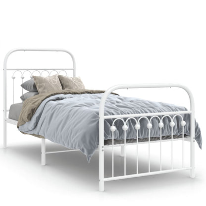 Metal Bed Frame without Mattress with Footboard White 80x200cm