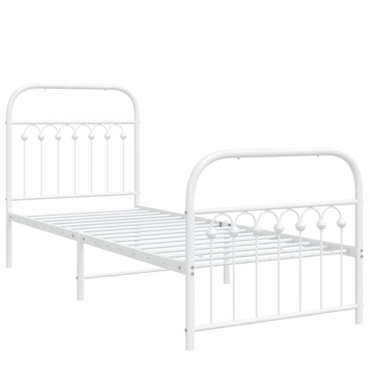 Metal Bed Frame without Mattress with Footboard White 80x200cm