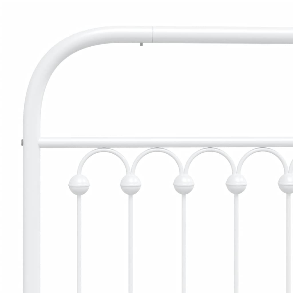 Metal Bed Frame without Mattress with Footboard White 80x200cm