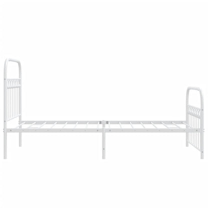 Metal Bed Frame without Mattress with Footboard White 90x190cm