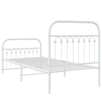 Metal Bed Frame without Mattress with Footboard White 90x200cm