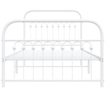 Metal Bed Frame without Mattress with Footboard White 100x190cm