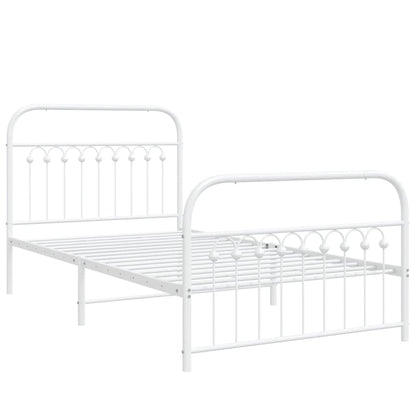 Metal Bed Frame without Mattress with Footboard White 100x200cm