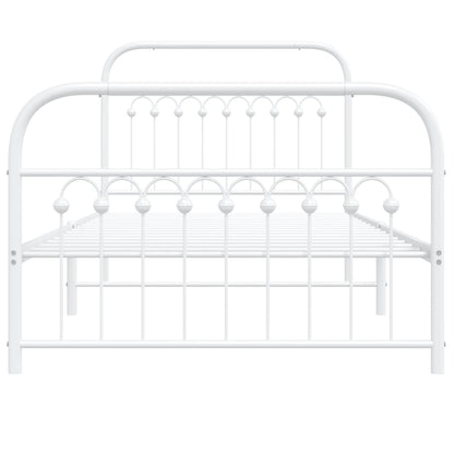 Metal Bed Frame without Mattress with Footboard White 100x200cm