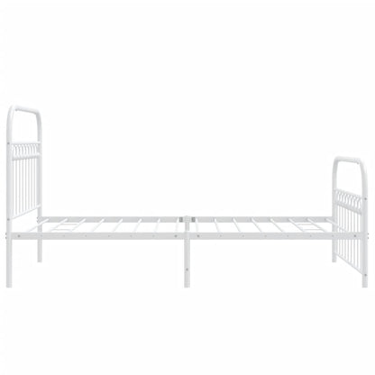 Metal Bed Frame without Mattress with Footboard White 100x200cm