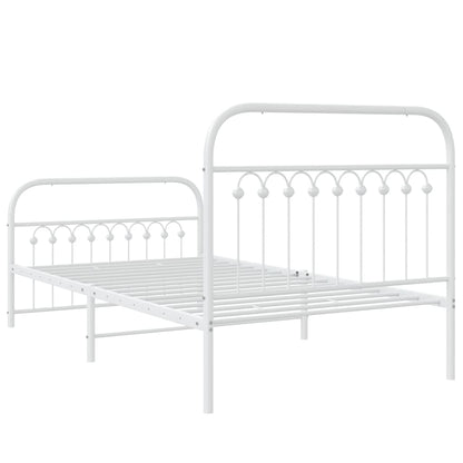 Metal Bed Frame without Mattress with Footboard White 100x200cm