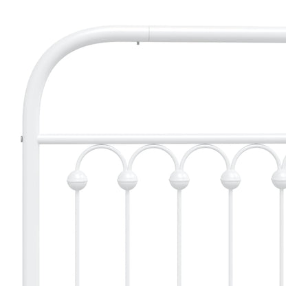 Metal Bed Frame without Mattress with Footboard White 107x203cm