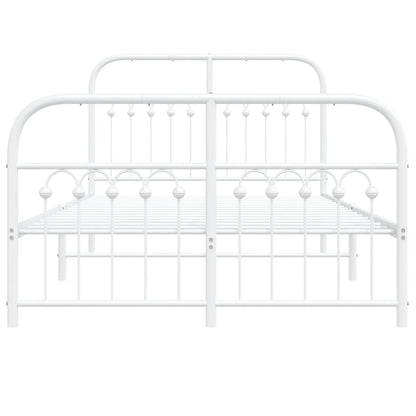 Metal Bed Frame without Mattress with Footboard White 120x190cm