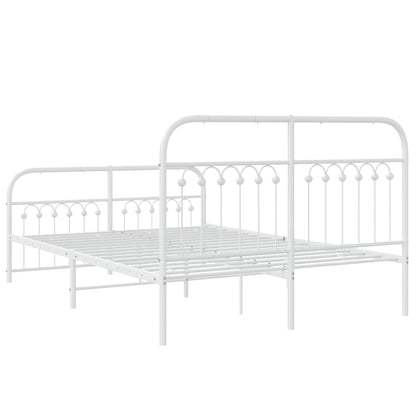 Metal Bed Frame without Mattress with Footboard White 137x190cm