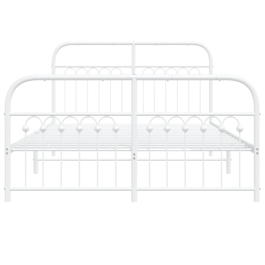 Metal Bed Frame without Mattress with Footboard White 140x190cm