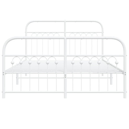 Metal Bed Frame without Mattress with Footboard White 140x190cm