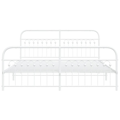 Metal Bed Frame without Mattress with Footboard White 183x203cm
