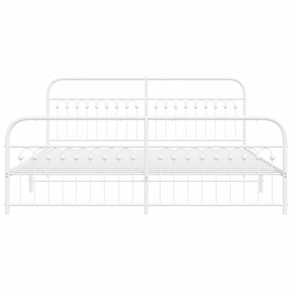 Metal Bed Frame without Mattress with Footboard White 193x203cm