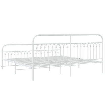 Metal Bed Frame without Mattress with Footboard White 193x203cm
