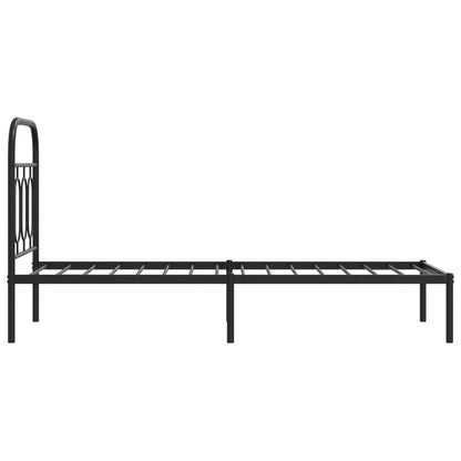 Metal Bed Frame without Mattress with Headboard Black 75x190cm