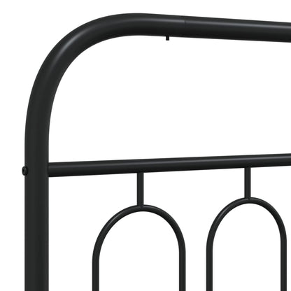 Metal Bed Frame without Mattress with Headboard Black 75x190cm