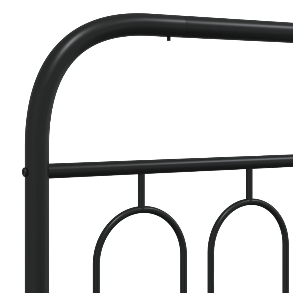 Metal Bed Frame without Mattress with Headboard Black 80x200cm