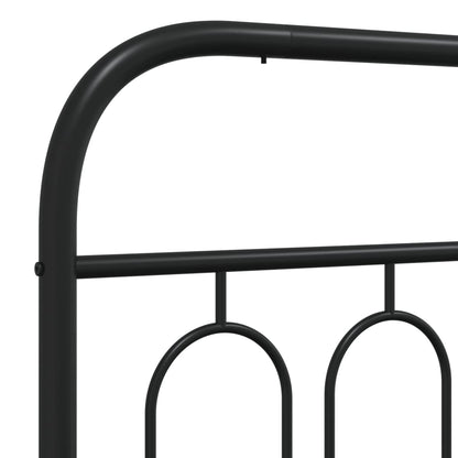 Metal Bed Frame without Mattress with Headboard Black 80x200cm
