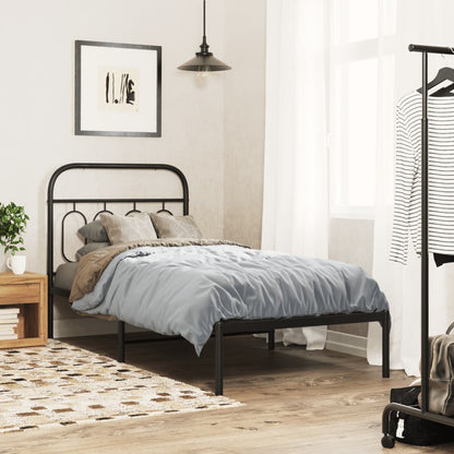 Metal Bed Frame without Mattress with Headboard Black 90x200cm