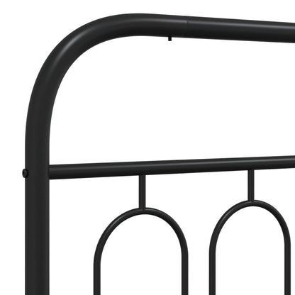 Metal Bed Frame without Mattress with Headboard Black 107x203cm