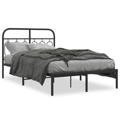 Metal Bed Frame without Mattress with Headboard Black 120x200cm
