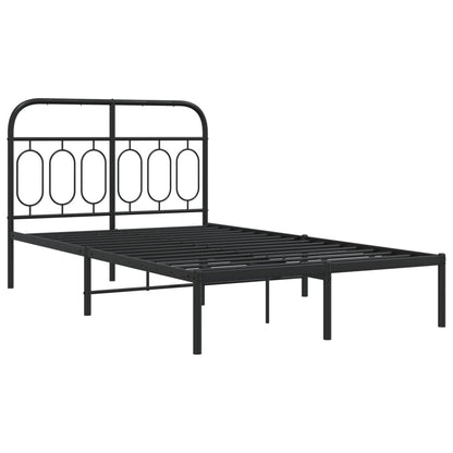 Metal Bed Frame without Mattress with Headboard Black 120x200cm