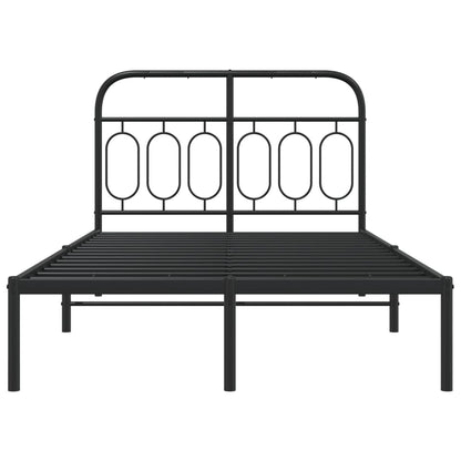 Metal Bed Frame without Mattress with Headboard Black 120x200cm