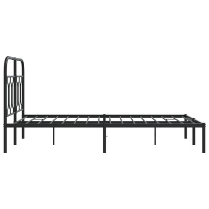 Metal Bed Frame without Mattress with Headboard Black 120x200cm