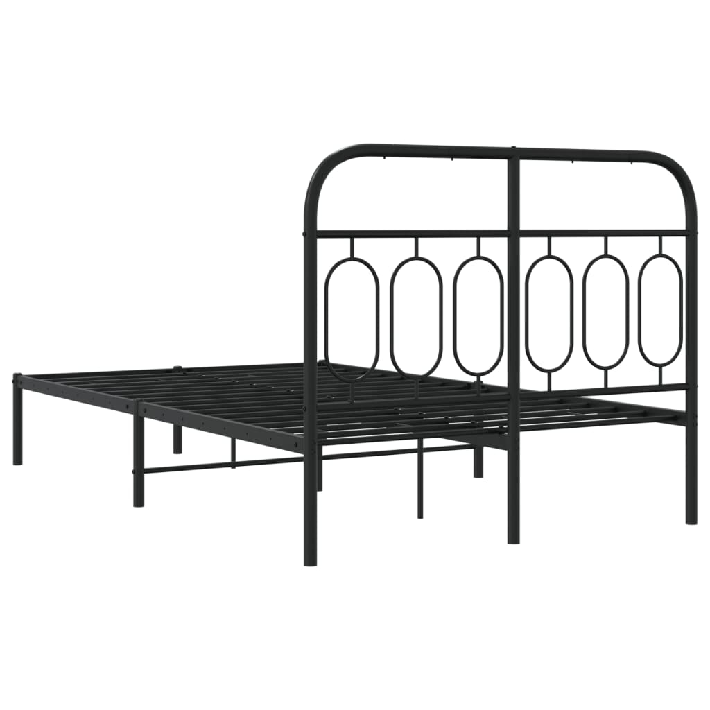 Metal Bed Frame without Mattress with Headboard Black 120x200cm