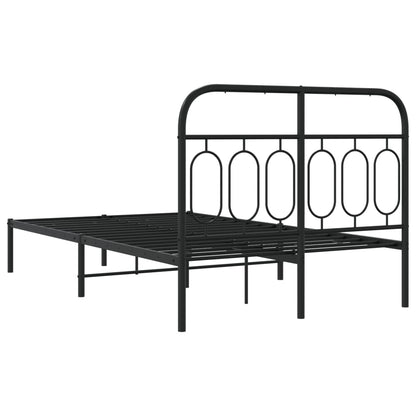 Metal Bed Frame without Mattress with Headboard Black 120x200cm