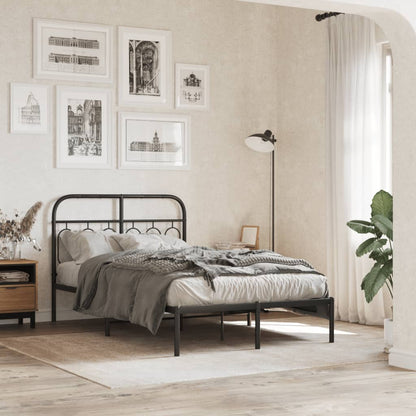 Metal Bed Frame without Mattress with Headboard Black 120x200cm