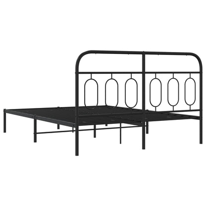 Metal Bed Frame without Mattress with Headboard Black 140x190cm