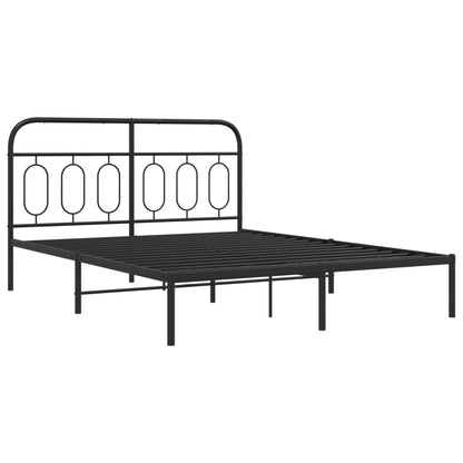 Metal Bed Frame without Mattress with Headboard Black 140x200cm