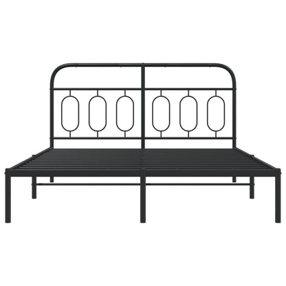 Metal Bed Frame without Mattress with Headboard Black 140x200cm