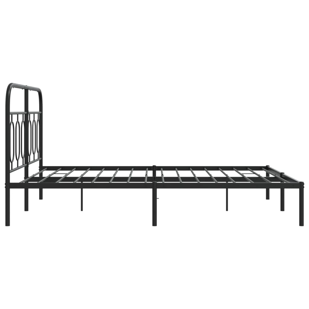 Metal Bed Frame without Mattress with Headboard Black 140x200cm