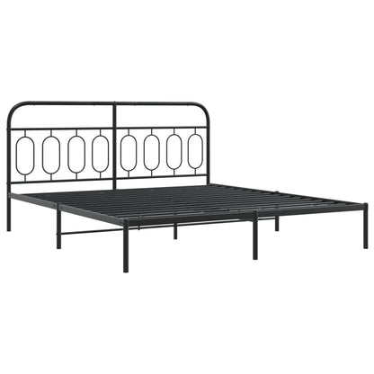 Metal Bed Frame without Mattress with Headboard Black 183x213cm