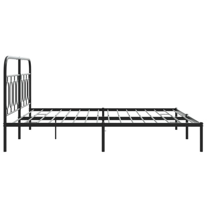 Metal Bed Frame without Mattress with Headboard Black 193x203cm