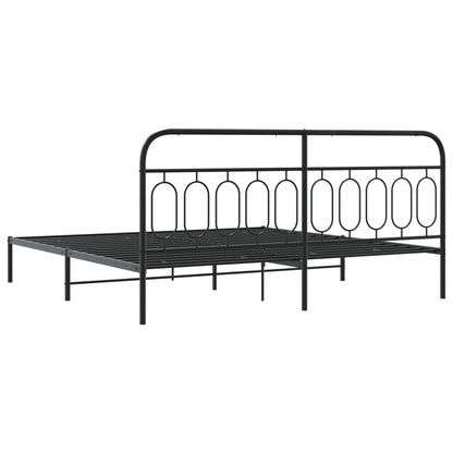 Metal Bed Frame without Mattress with Headboard Black 200x200cm